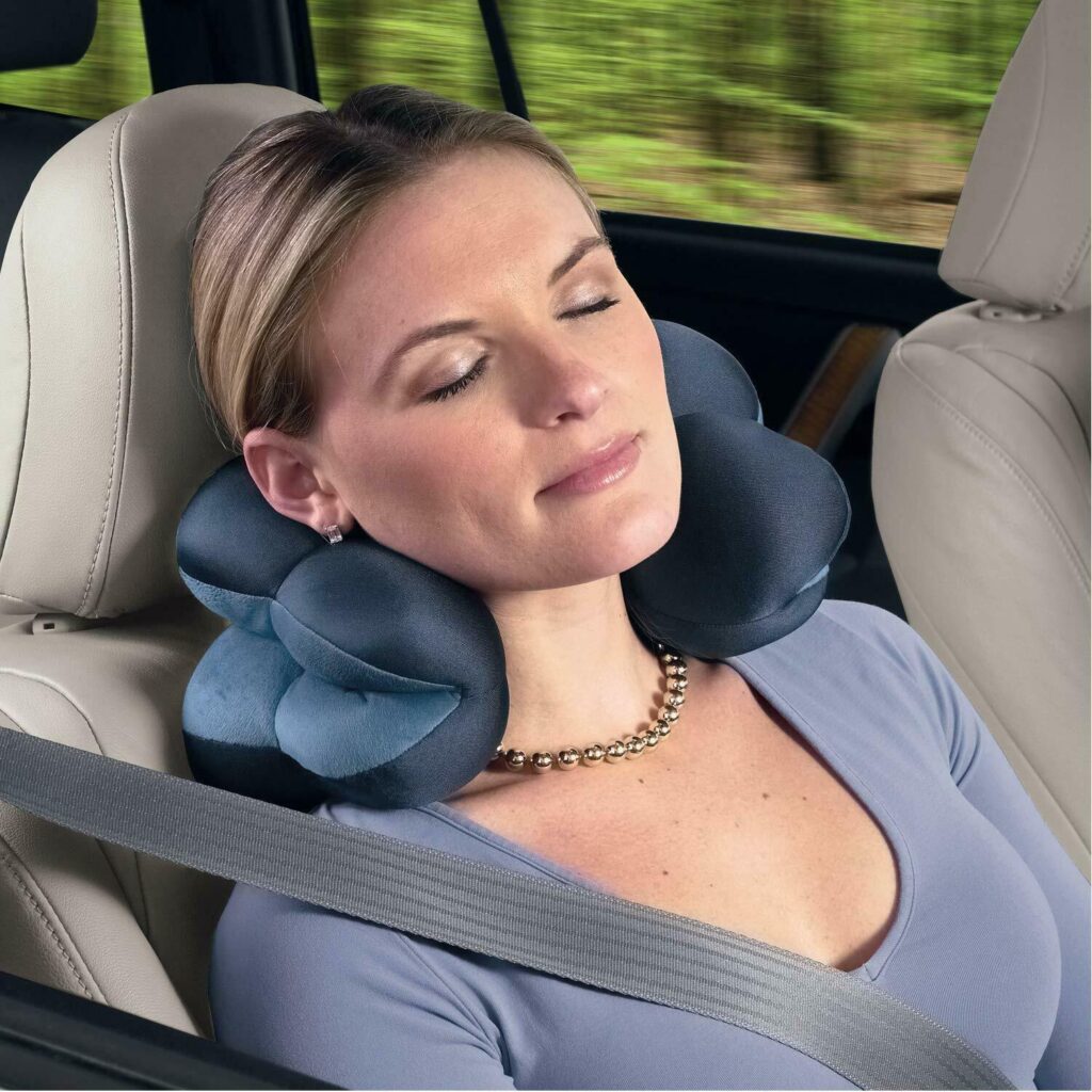 Cojín Cervical Inflable De Viaje - Incluye Gorro, Antifaz Y Tapones, H-Form, Gris, Portátil