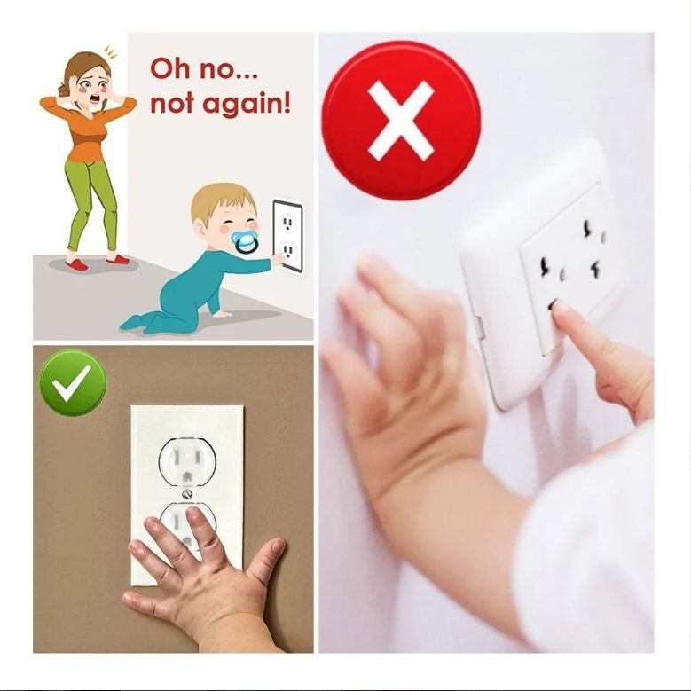 10 pzas Tapas de enchufes, Protectores de enchufes eléctricos para la  seguridad infantil a prueba de niños, Tapas cuadradas con manija oculta  para enc