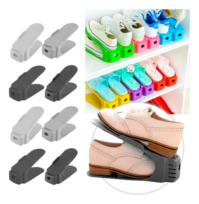 Organizador De Zapatos Plegable De Plástico Gris/18 Unidades